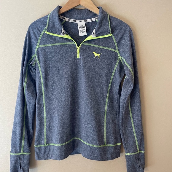 PINK Ultimate Gray Quarter Zip Pullover Size Small - Picture 1 of 10